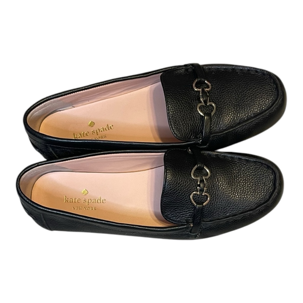 Kate Spade Black Leather Bergman Loafers Sz 7 Quiet Luxury
